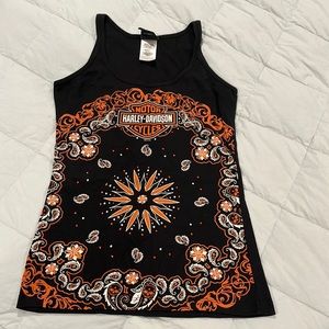 Harley Davidson Black Embellished tank! Size L